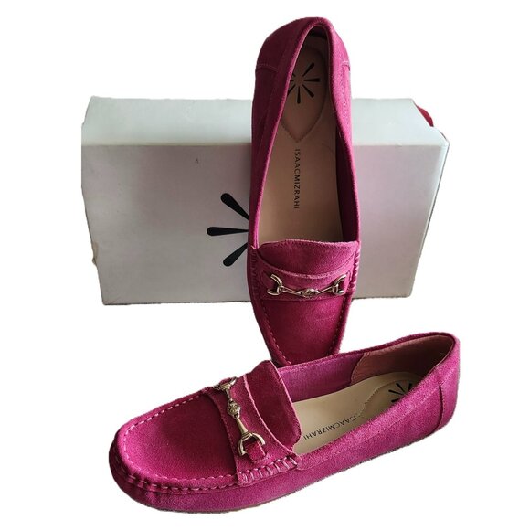 NEW Isaac Mizrahi Annie Hot Pink (Bijou Pink) Suede Loafers / Moccasins Size 7M - Picture 1 of 3